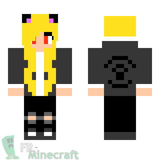 Aperçu de la skin Minecraft Fille blonde / oreilles koala / jean noir