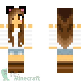 Aperçu de la skin Minecraft Fille mignonne oreilles de chat 