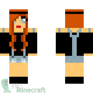 Aperçu de la skin Minecraft La rousse en salopette