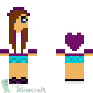 Aperçu de la skin Minecraft Fille  au  pull de coeur 