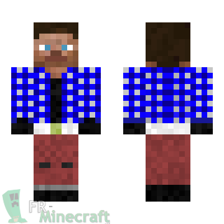 Aperçu de la skin Minecraft Steve en Chemise Bleu