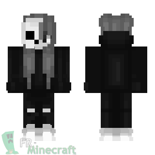 Aperçu de la skin Minecraft Fille grise moitié squelette