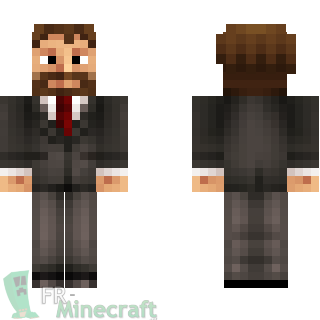 Aperçu de la skin Minecraft Homme barbu en costume cravate