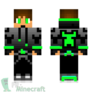 Aperçu de la skin Minecraft Garçon DJ sweat noir et vert