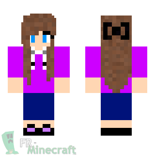 Aperçu de la skin Minecraft Fille en rose et casques