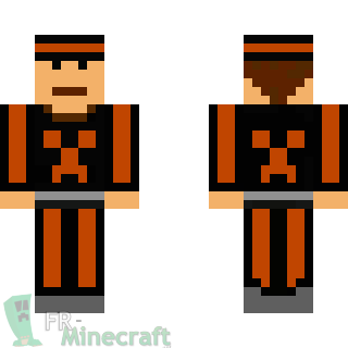 Aperçu de la skin Minecraft Garçon au pull Creeper orange 