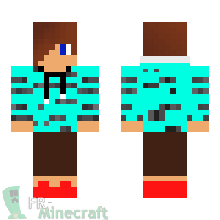 Aperçu de la skin Minecraft Garçon sweat bleu et gris