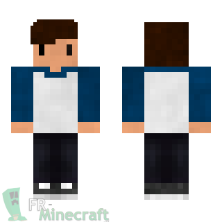 Aperçu de la skin Minecraft Garçon Pull bleu et blanc