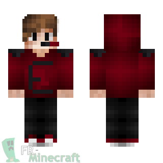 Aperçu de la skin Minecraft Garçon sweat capuche rouge et micro