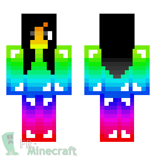 Aperçu de la skin Minecraft Fille arc-en-ciel