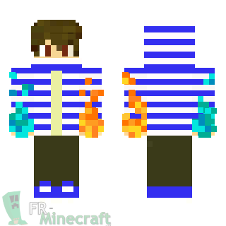 Aperçu de la skin Minecraft Garçon pull rayé bleu et blanc