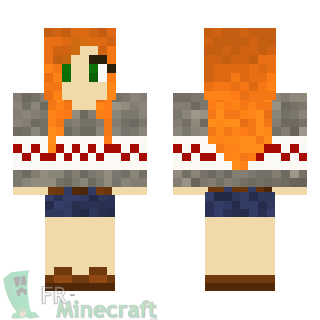 Aperçu de la skin Minecraft Fille rousse cheveux longs