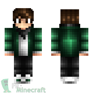 Aperçu de la skin Minecraft Garçon en vert avec écharpe