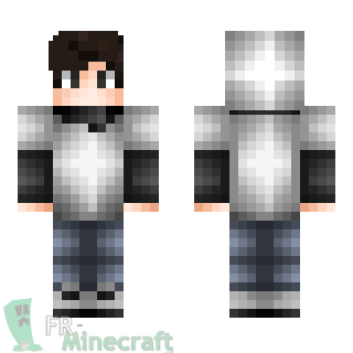 Aperçu de la skin Minecraft Garçon en blanc et gris