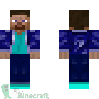 Aperçu de la skin Minecraft Steve en veste bleu