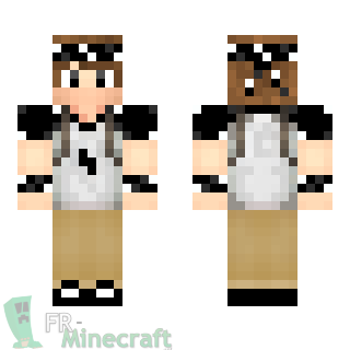 Aperçu de la skin Minecraft Garçon T-shirt noir et blanc