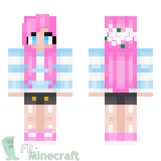 Aperçu de la skin Minecraft Fille cheveux rose