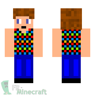 Aperçu de la skin Minecraft Garçon débardeur multicolore