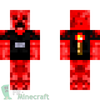 Aperçu de la skin Minecraft Creeper Rouge avec T-shirt