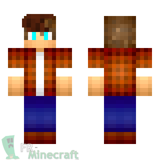 Aperçu de la skin Minecraft Garçon blond et brun veste marron à carreaux