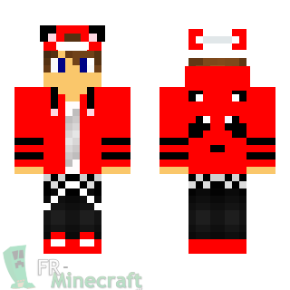 Aperçu de la skin Minecraft Garçon pull panda rouge