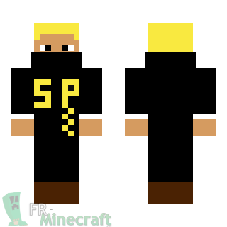 Aperçu de la skin Minecraft Garçon en noir motif 