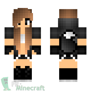 Aperçu de la skin Minecraft Fille en noir et casques