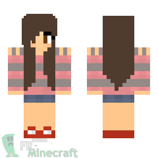 Aperçu de la skin Minecraft Fille pull rayé