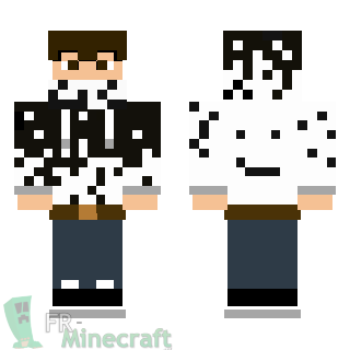 Aperçu de la skin Minecraft Jeune avec un sweat blanc et noir