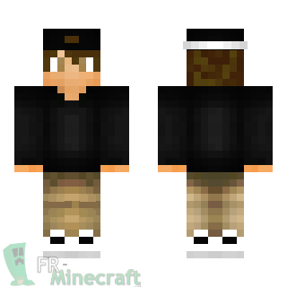 Aperçu de la skin Minecraft Garçon pull et casquette noirs