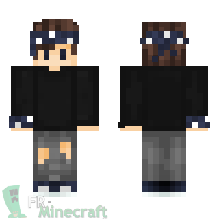 Aperçu de la skin Minecraft Garçon en noir et bandeau