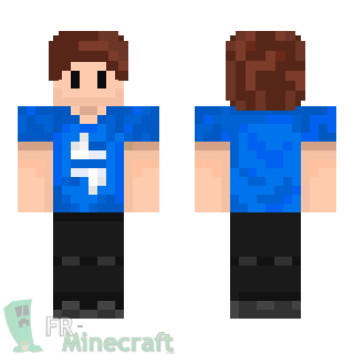 Aperçu de la skin Minecraft Garçon T-shirt bleu et blanc