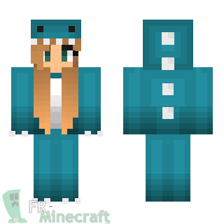 Aperçu de la skin Minecraft Fille en dinosaure bleu