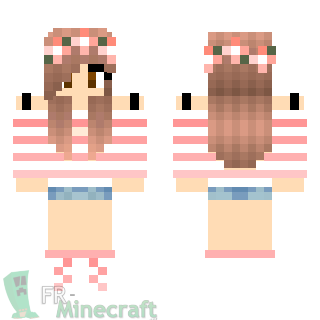 Aperçu de la skin Minecraft Fille en marinière rose