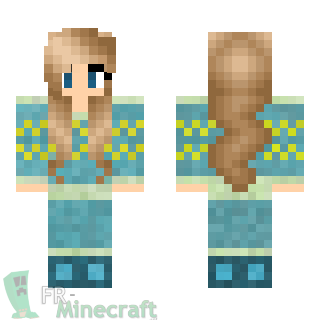 Aperçu de la skin Minecraft Fille pull bleu