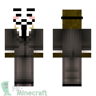 Aperçu de la skin Minecraft Singe avec masque Anonymous