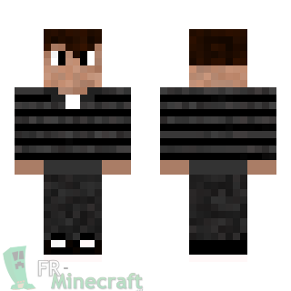 Aperçu de la skin Minecraft Garçon pull rayé gris noir