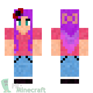 Aperçu de la skin Minecraft Fille cheveux violet