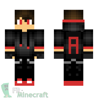 Aperçu de la skin Minecraft Gamer sweat noir et rouge / casques