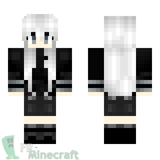 Aperçu de la skin Minecraft Fille en noir et cheveux blancs