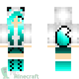 Aperçu de la skin Minecraft Fille loup bleu turquoise