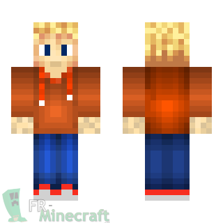 Aperçu de la skin Minecraft Garçon blond pull orange