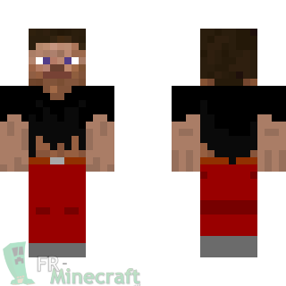 Aperçu de la skin Minecraft Steve en noir