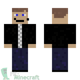 Aperçu de la skin Minecraft Garçon veste noire, jean et casques