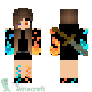 Aperçu de la skin Minecraft Fille du feu et de l'eau