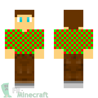 Aperçu de la skin Minecraft Garçon pull à carreaux rouges et verts