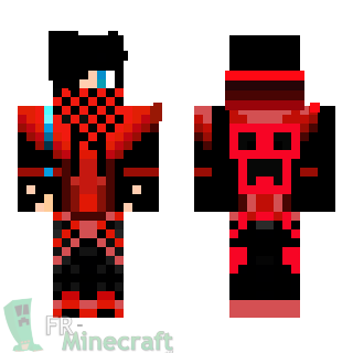 Aperçu de la skin Minecraft Gangster en rouge et casques