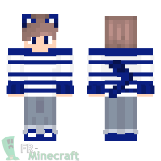 Aperçu de la skin Minecraft Garçon pull bleu