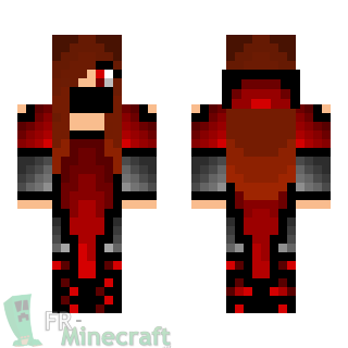 Aperçu de la skin Minecraft Fille ninja rouge avec capuche
