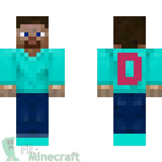 Aperçu de la skin Minecraft Steve en pull bleu cyan